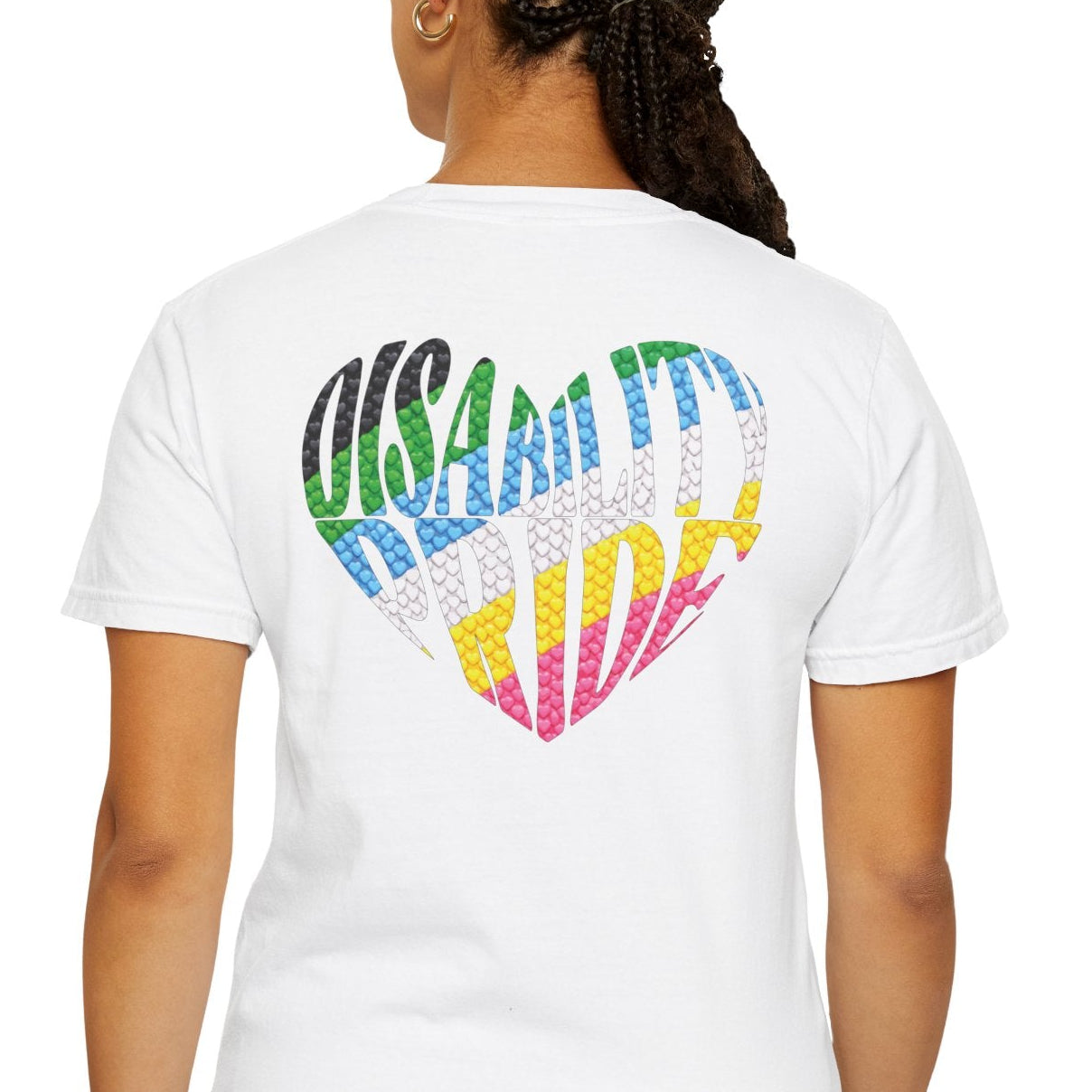 Disability Pride Heart T-Shirt | Rainbow Striped Heart Tee
