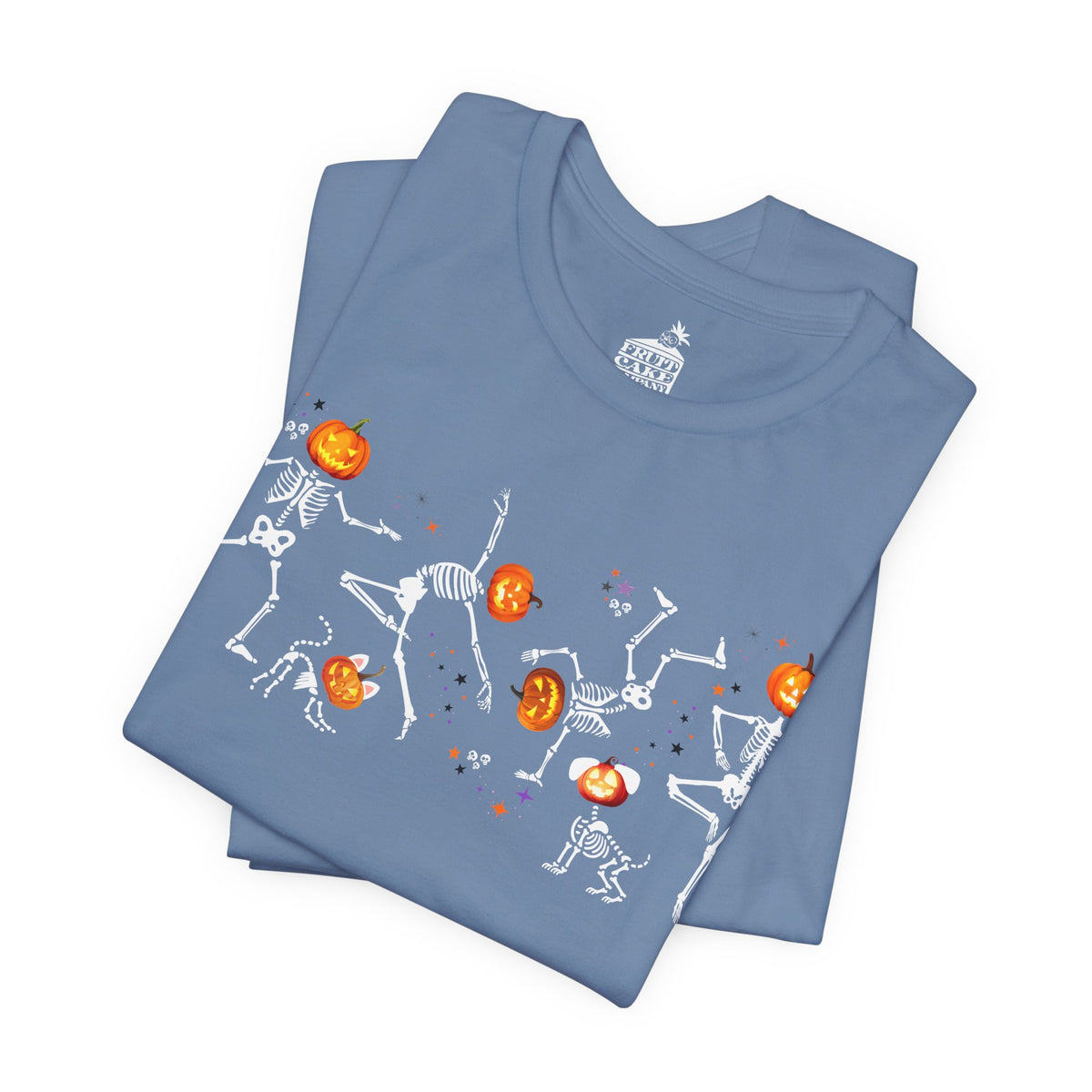 Dancing Skeletons with pumpkin heads Tshirt | Halloween Ultra Soft Bella Canva Tees