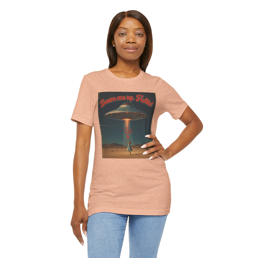 Beam Me Up, Hottie Valentine Tshirt | Star Trek pun for fun Valentine's gift | Sci-fi star crossed lovers top | Abducted by Love Shirt