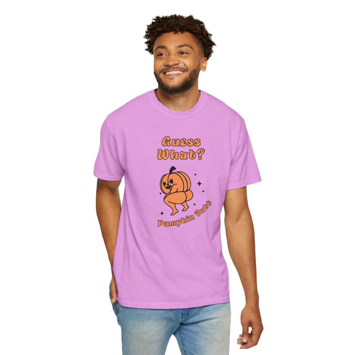 Halloween Pumpkin Shirt - "Guesss What? Pumpkin Butt" Cute Retro Graphic Tee