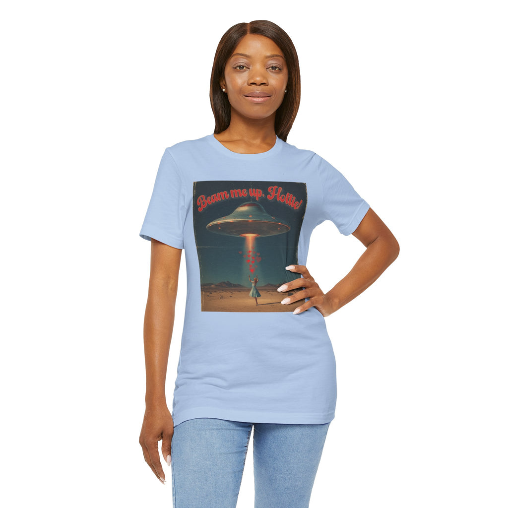 Beam Me Up, Hottie Valentine Tshirt | Star Trek pun for fun Valentine's gift | Sci-fi star crossed lovers top | Abducted by Love Shirt