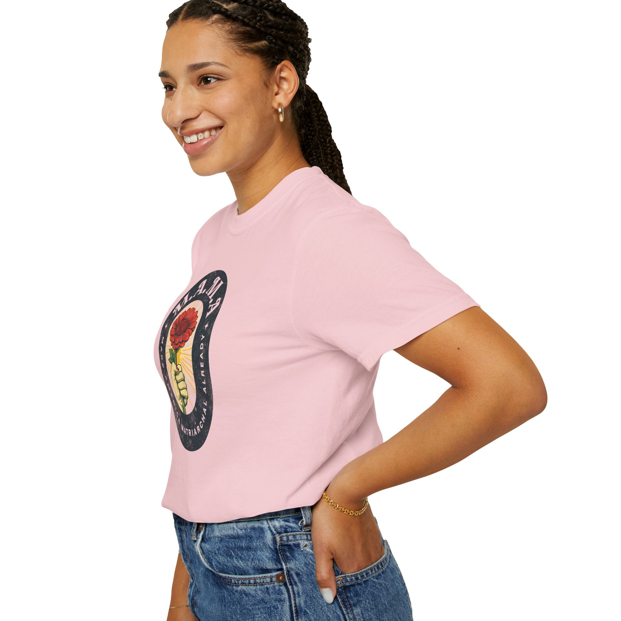 Mama Make America Matriarchal Already Flower T-Shirt — Vintage Rose Hand Graphic Tee