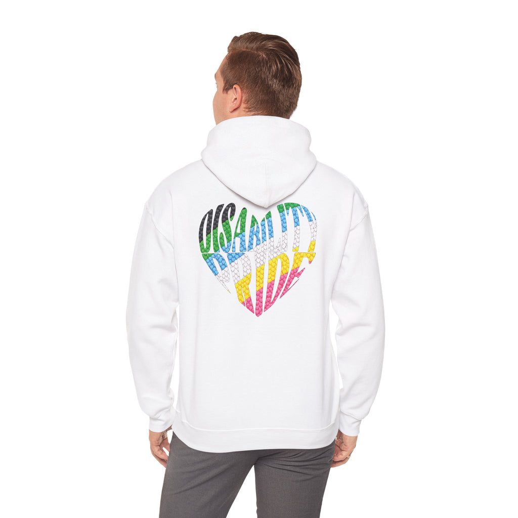 Disability Pride Heart Hoodie | Rainbow Striped Heart Pullover