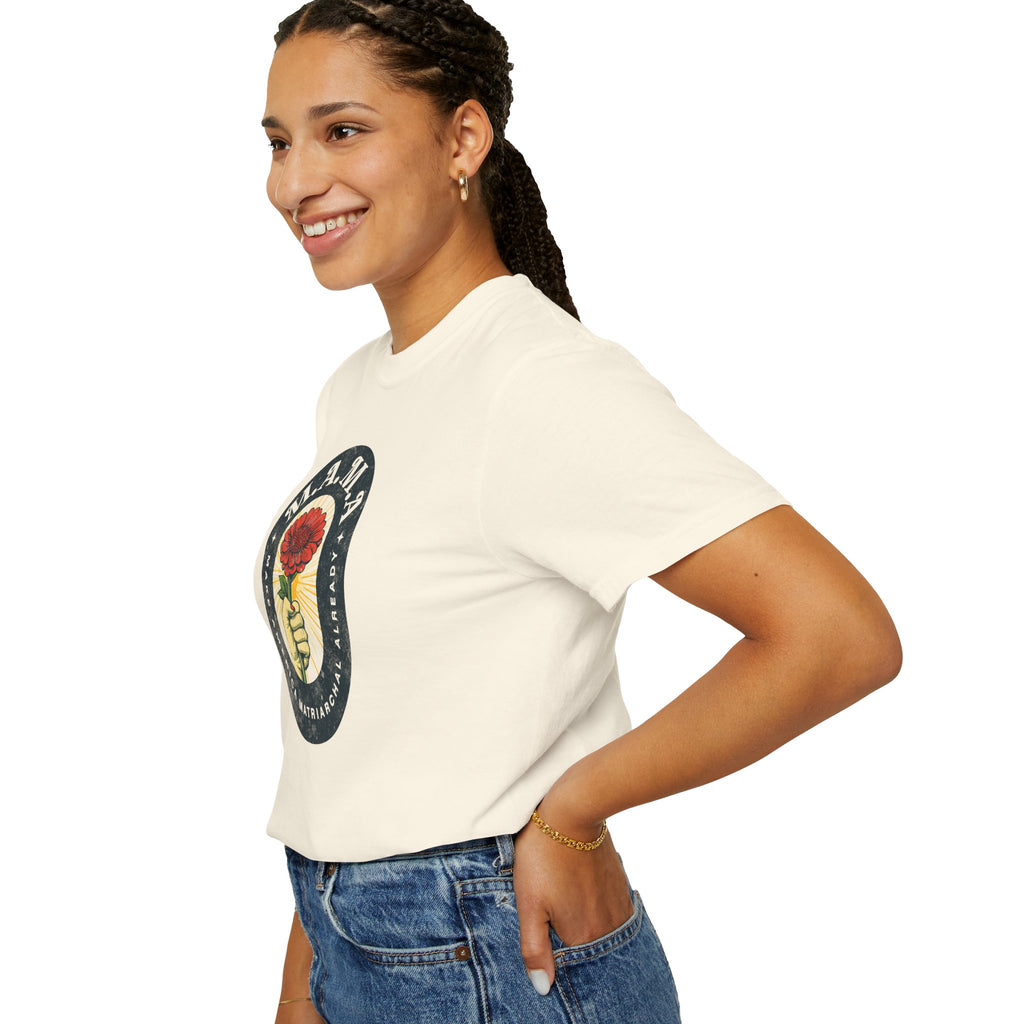 Mama Make America Matriarchal Already Flower T-Shirt — Vintage Rose Hand Graphic Tee