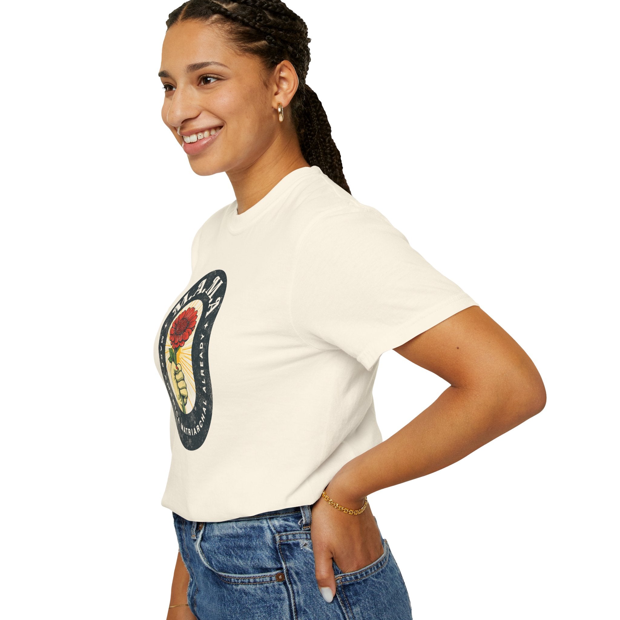 Mama Make America Matriarchal Already Flower T-Shirt — Vintage Rose Hand Graphic Tee