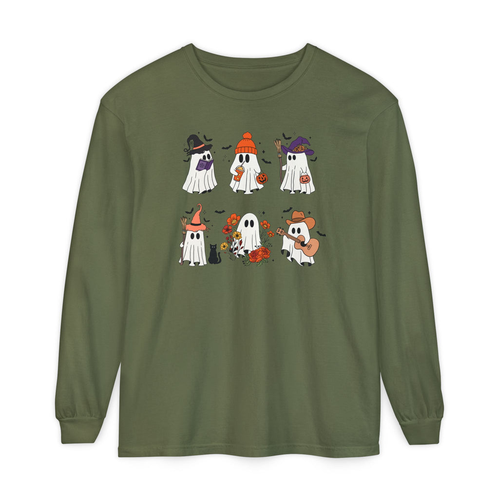 Halloween Ghost Cats Long Sleeve Tshirt | Fun Holiday original design Long Sleeve