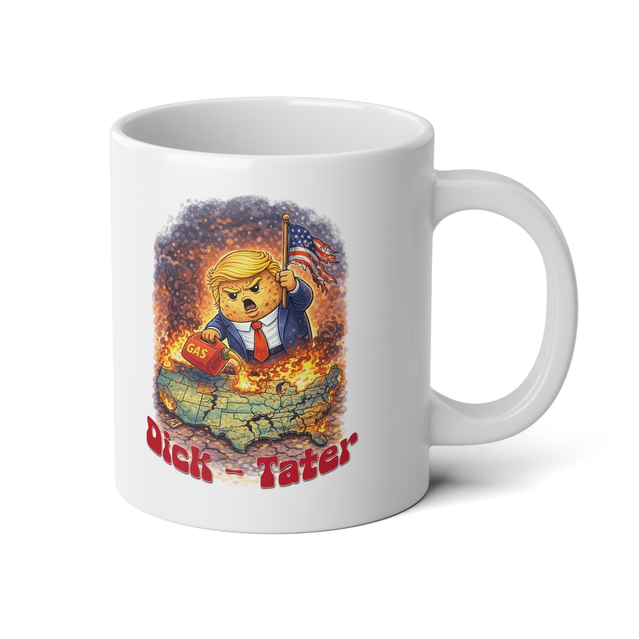 Jumbo Dick Tater US on fire Mug, 20oz