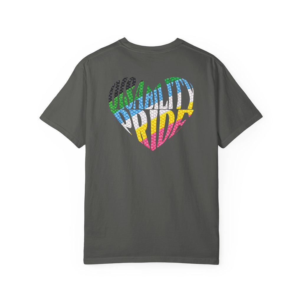 Disability Pride Heart T-Shirt | Rainbow Striped Heart Tee