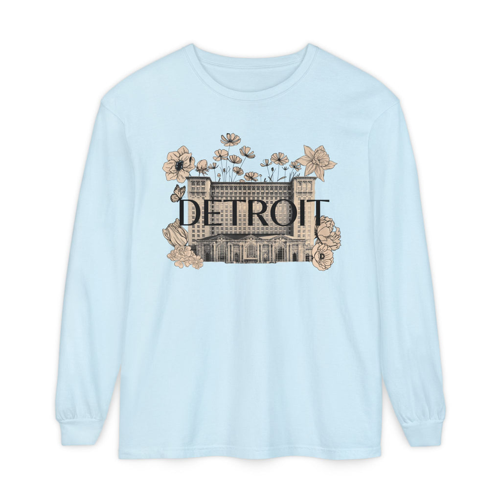 Beautiful Detroit Vintage Floral Train Station Long Sleeve T-Shirt