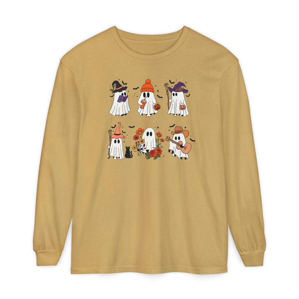 Halloween Ghost Cats Long Sleeve Tshirt | Fun Holiday original design Long Sleeve