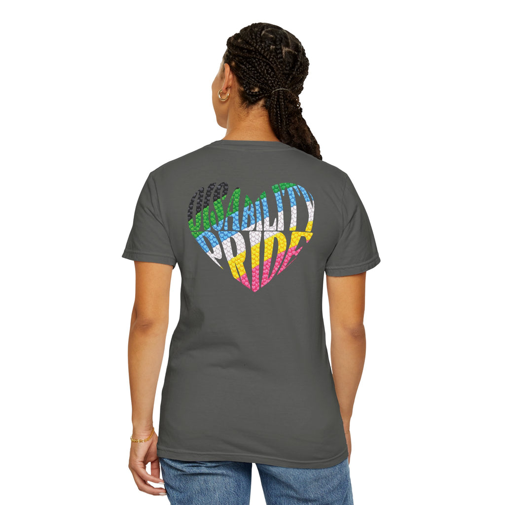 Disability Pride Heart T-Shirt | Rainbow Striped Heart Tee