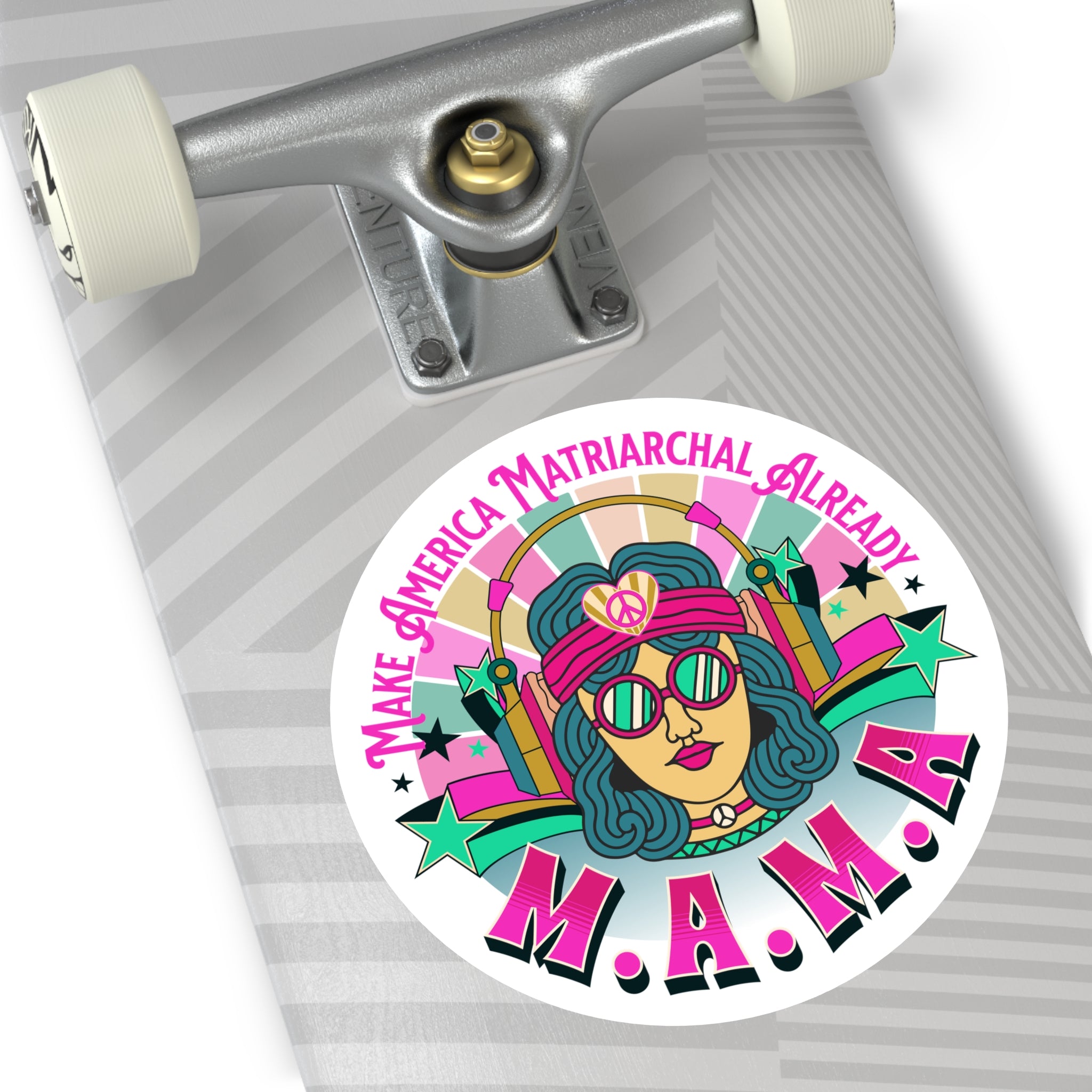 M.A.M.A. Round Sticker "Make America Matriarchal Already" Retro Sticker (Indoor/Outdoor)