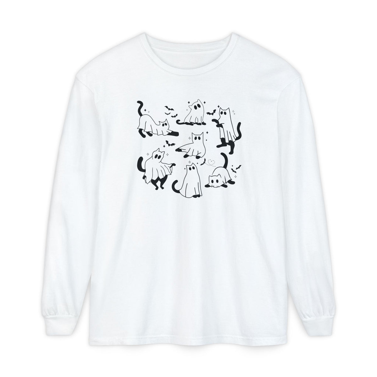 Halloween Ghost Cats Long Sleeve Tshirt | Fun Holiday original design Long Sleeve