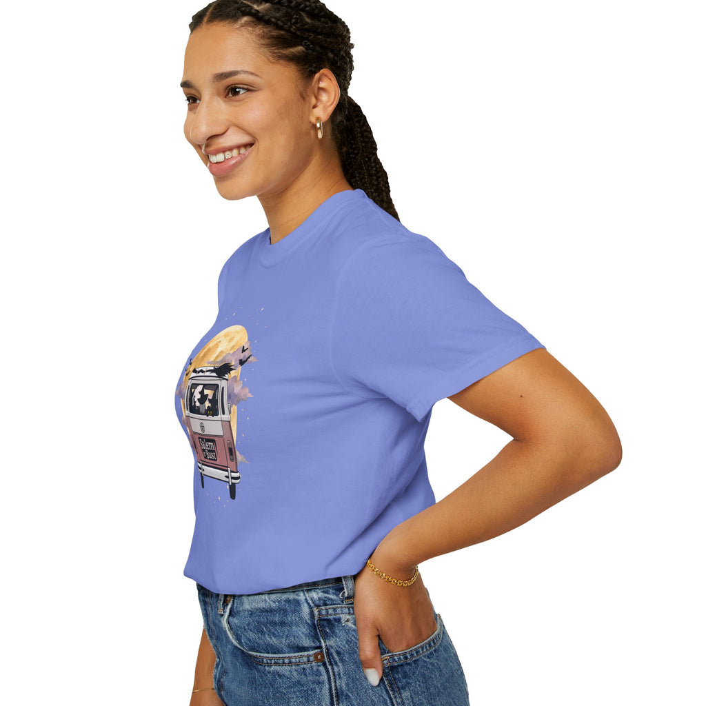 Witchy Halloween Vibes Tshirt | Hippie Bus Driving to the Full Moon Top