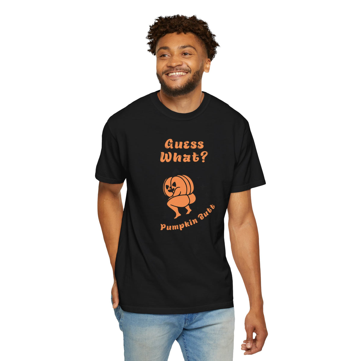 Halloween Pumpkin Shirt - "Guesss What? Pumpkin Butt" Cute Retro Graphic Tee