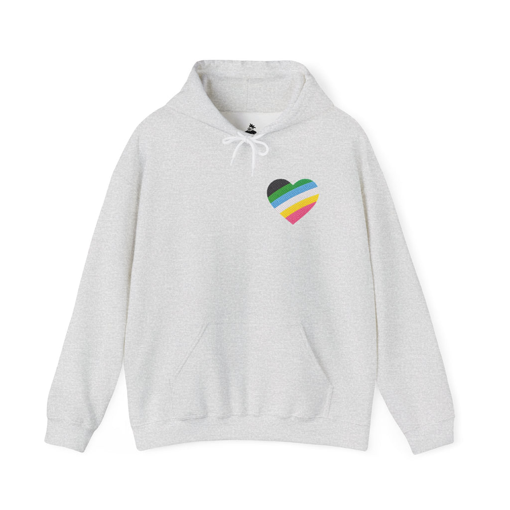 Disability Pride Heart Hoodie | Rainbow Striped Heart Pullover