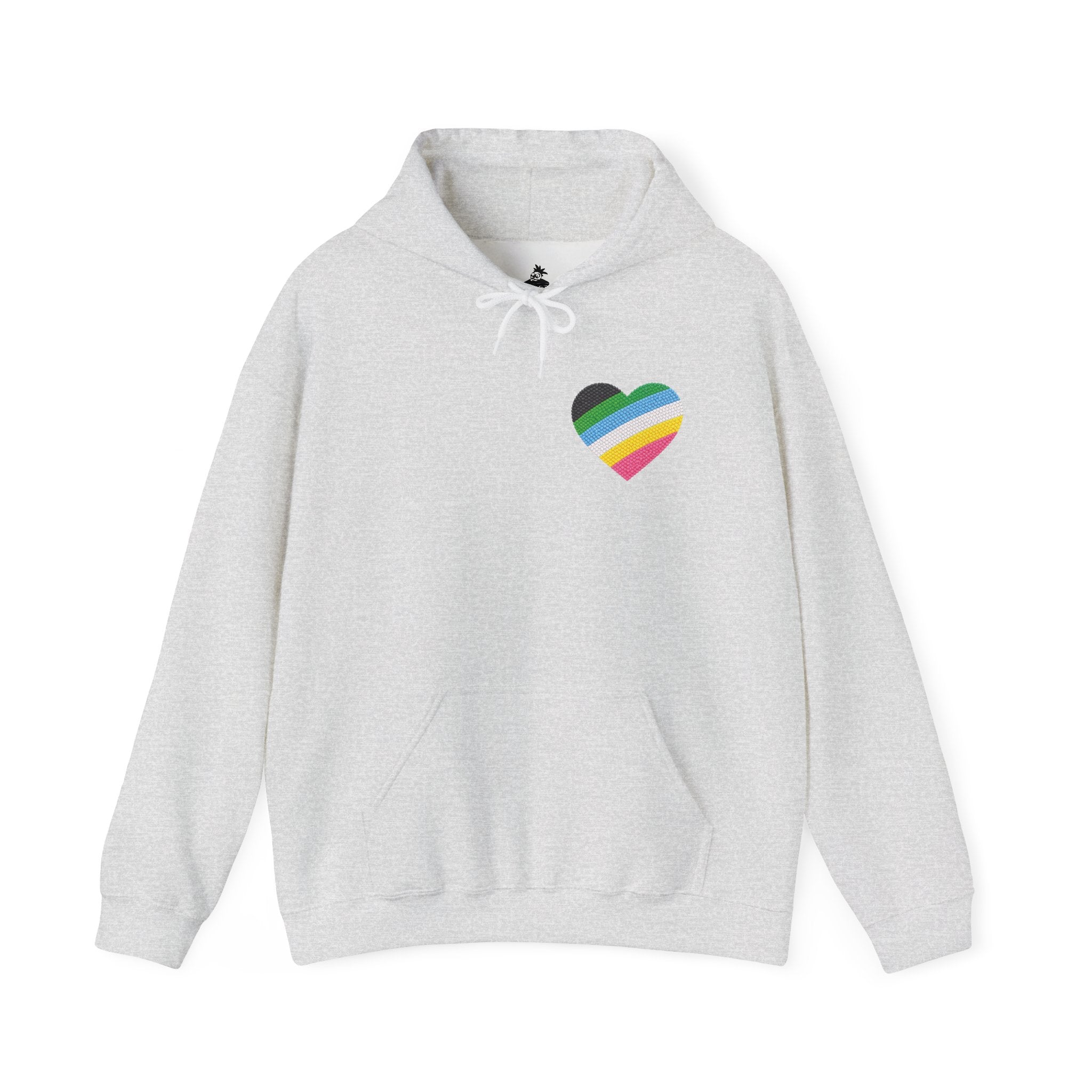 Disability Pride Heart Hoodie | Rainbow Striped Heart Pullover