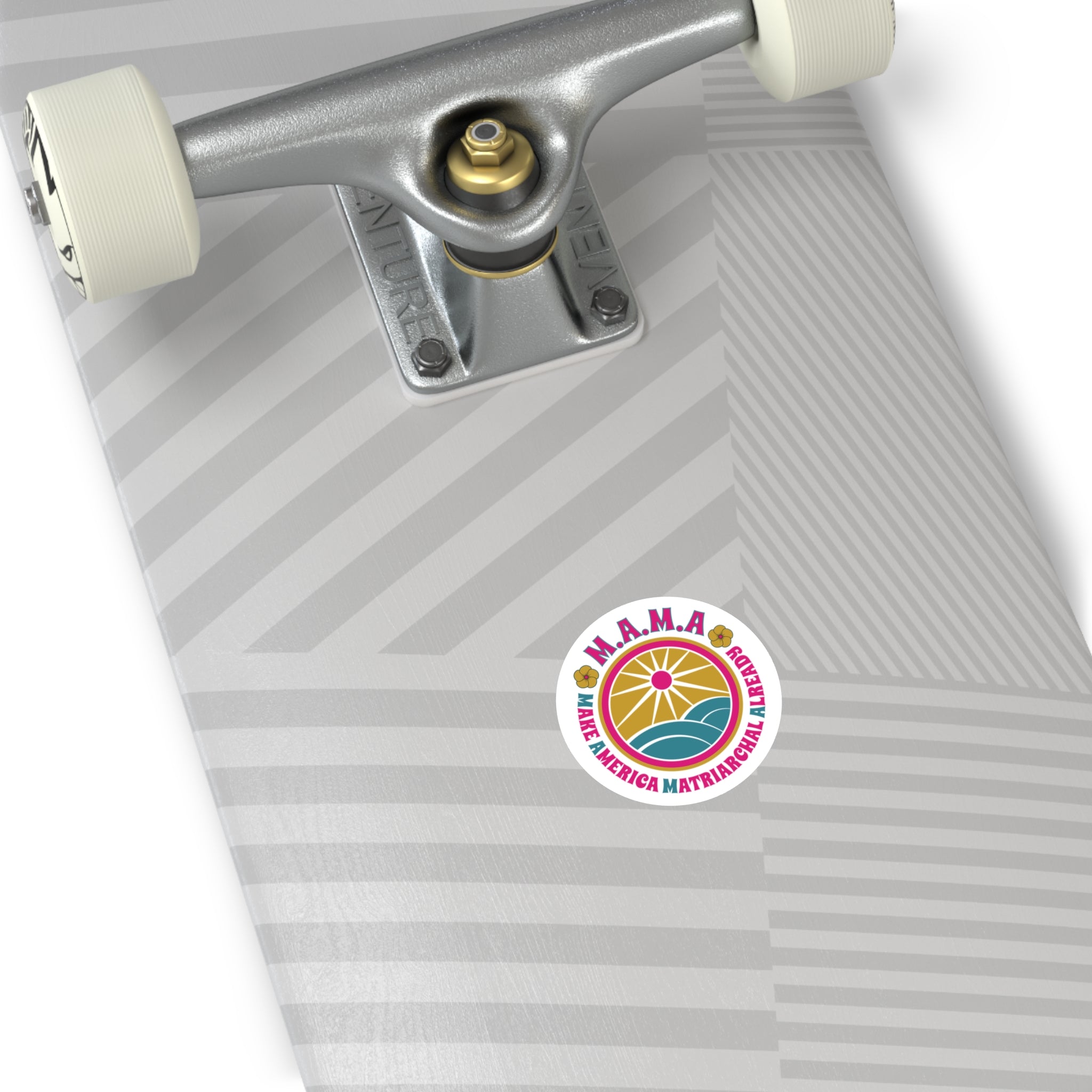 M.A.M.A. Round Sticker — "Make America Matriarchal Already" Retro Sunset Sticker (Indoor/Outdoor)