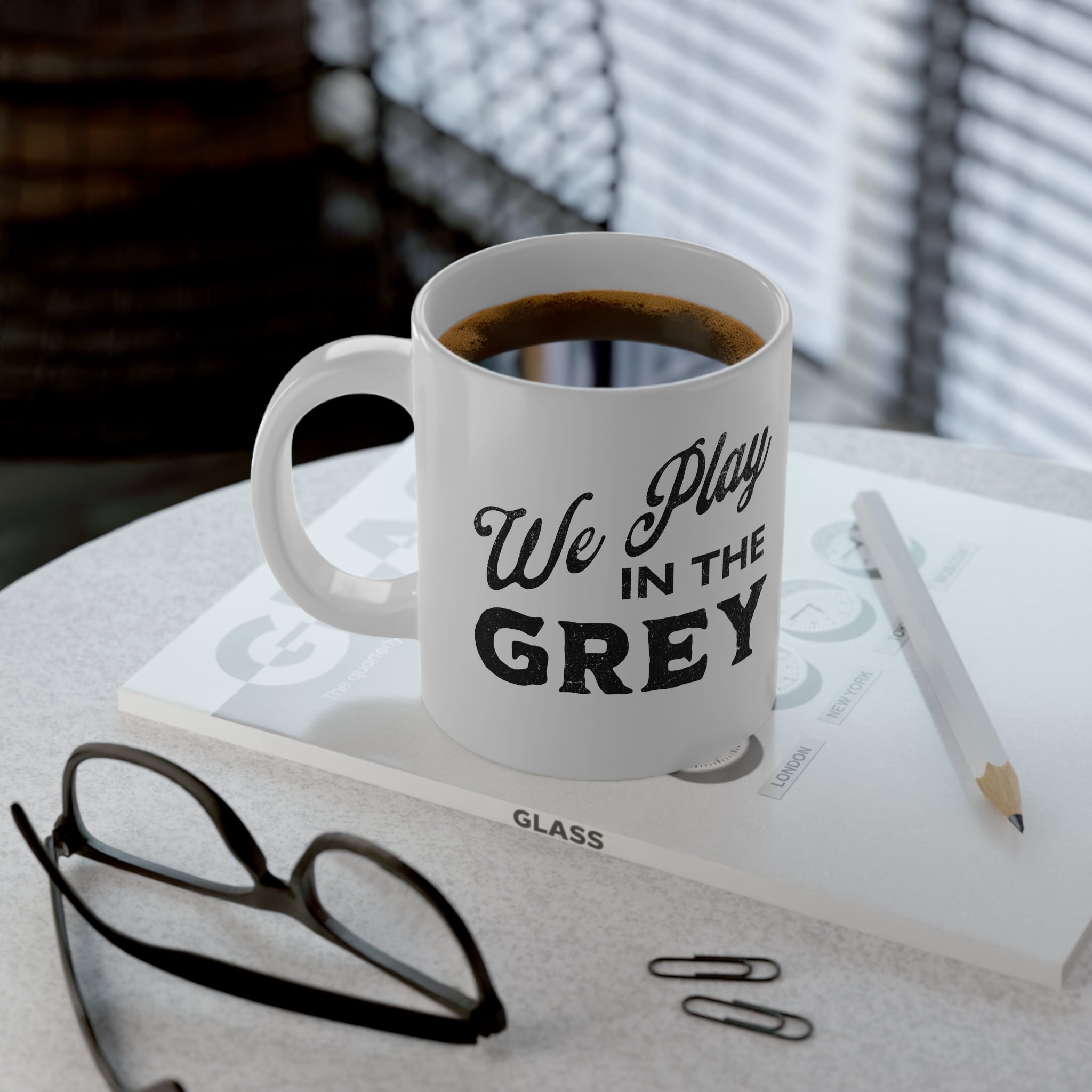 20oz Jumbo Mug — "We Play In The Grey" Social Connection Word-Cloud Coffee Cup
