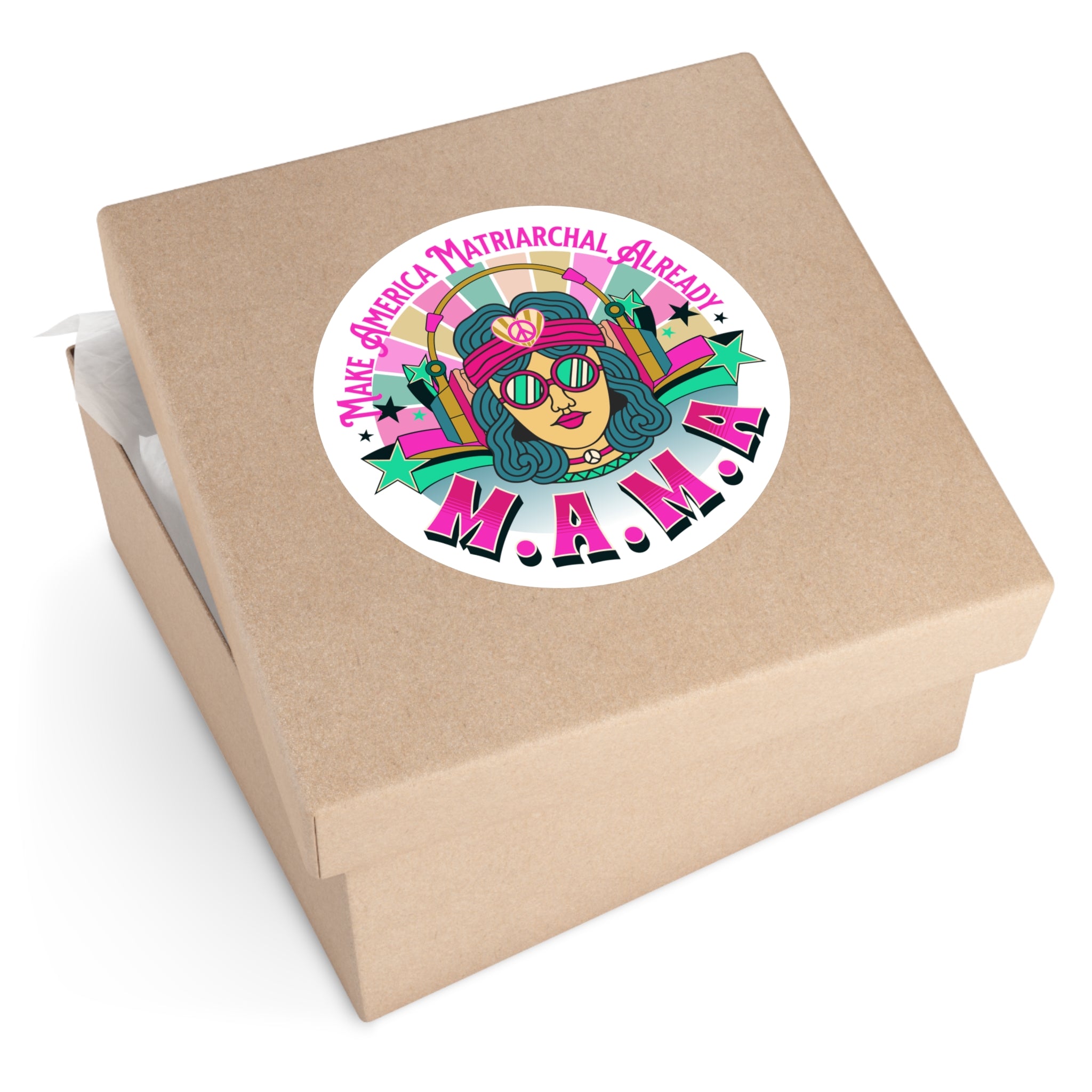 M.A.M.A. Round Sticker "Make America Matriarchal Already" Retro Sticker (Indoor/Outdoor)