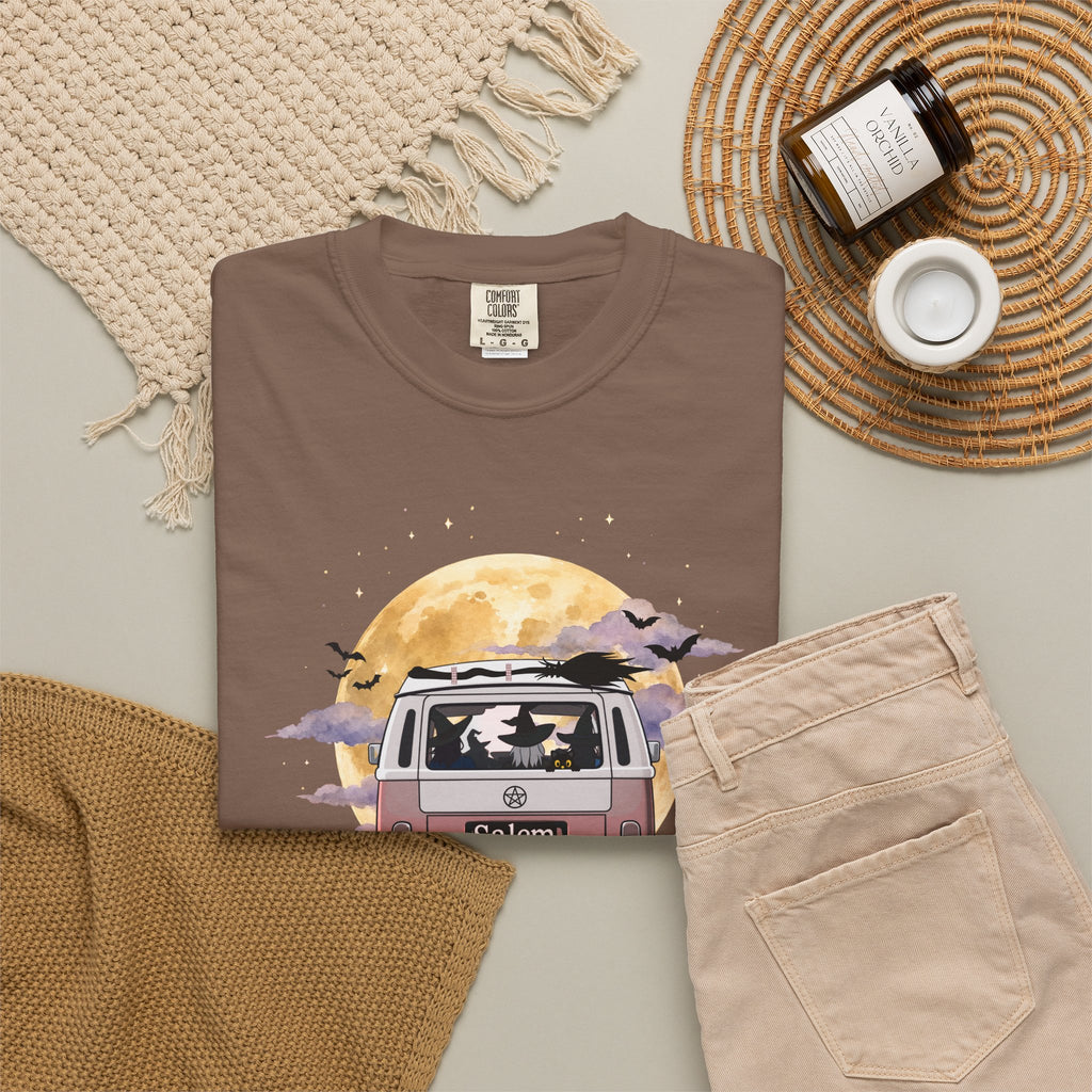 Witchy Halloween Vibes Tshirt | Hippie Bus Driving to the Full Moon Top