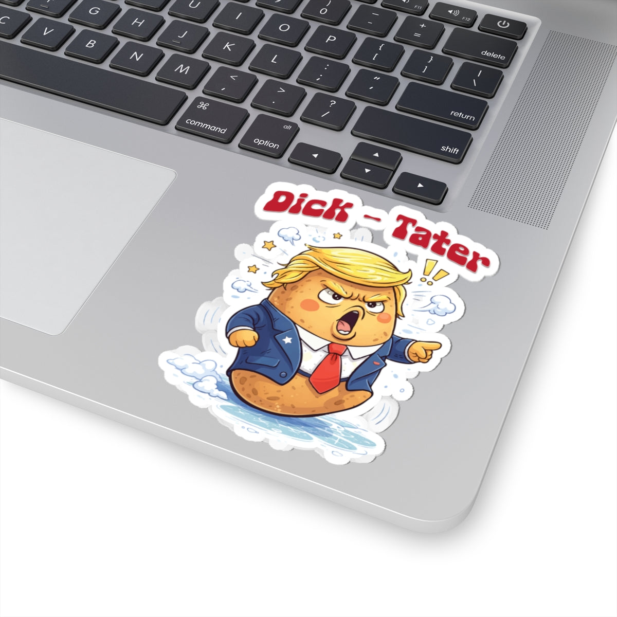 Cartoon Dick Tater Politician Kiss-Cut Sticker | Satirical Character Sticker