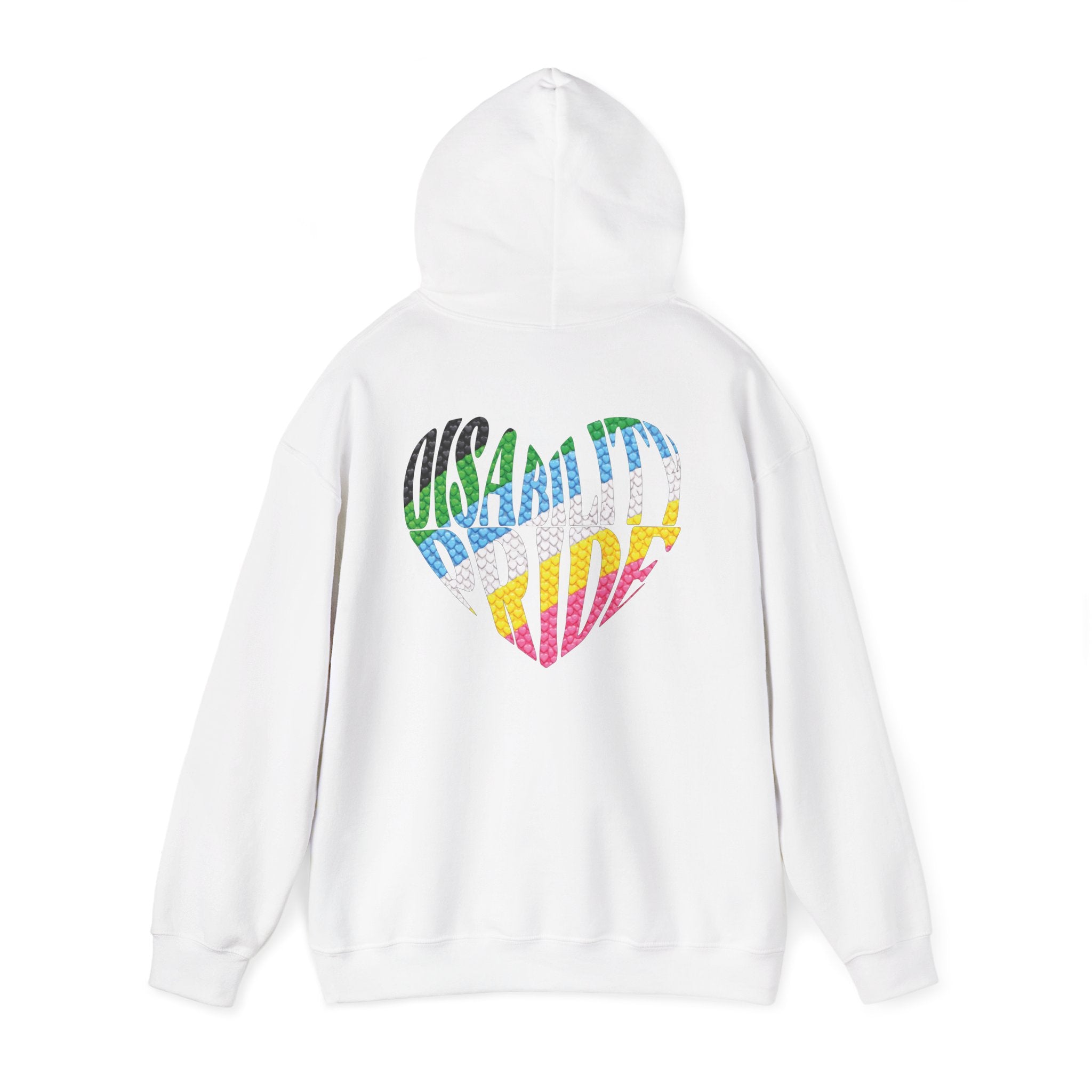 Disability Pride Heart Hoodie | Rainbow Striped Heart Pullover