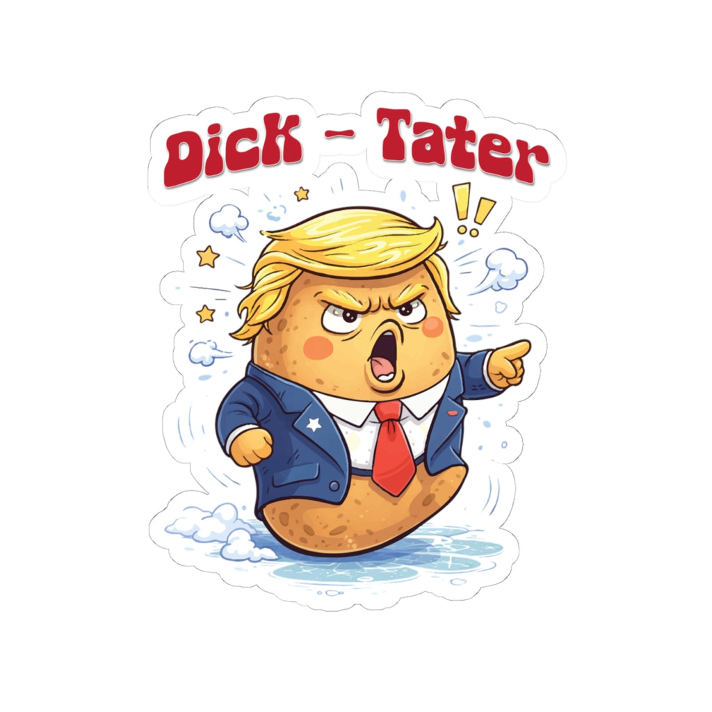 Cartoon Dick Tater Politician Kiss-Cut Sticker | Satirical Character Sticker