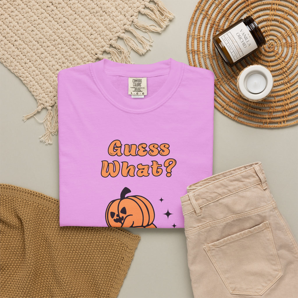 Halloween Pumpkin Shirt - "Guesss What? Pumpkin Butt" Cute Retro Graphic Tee