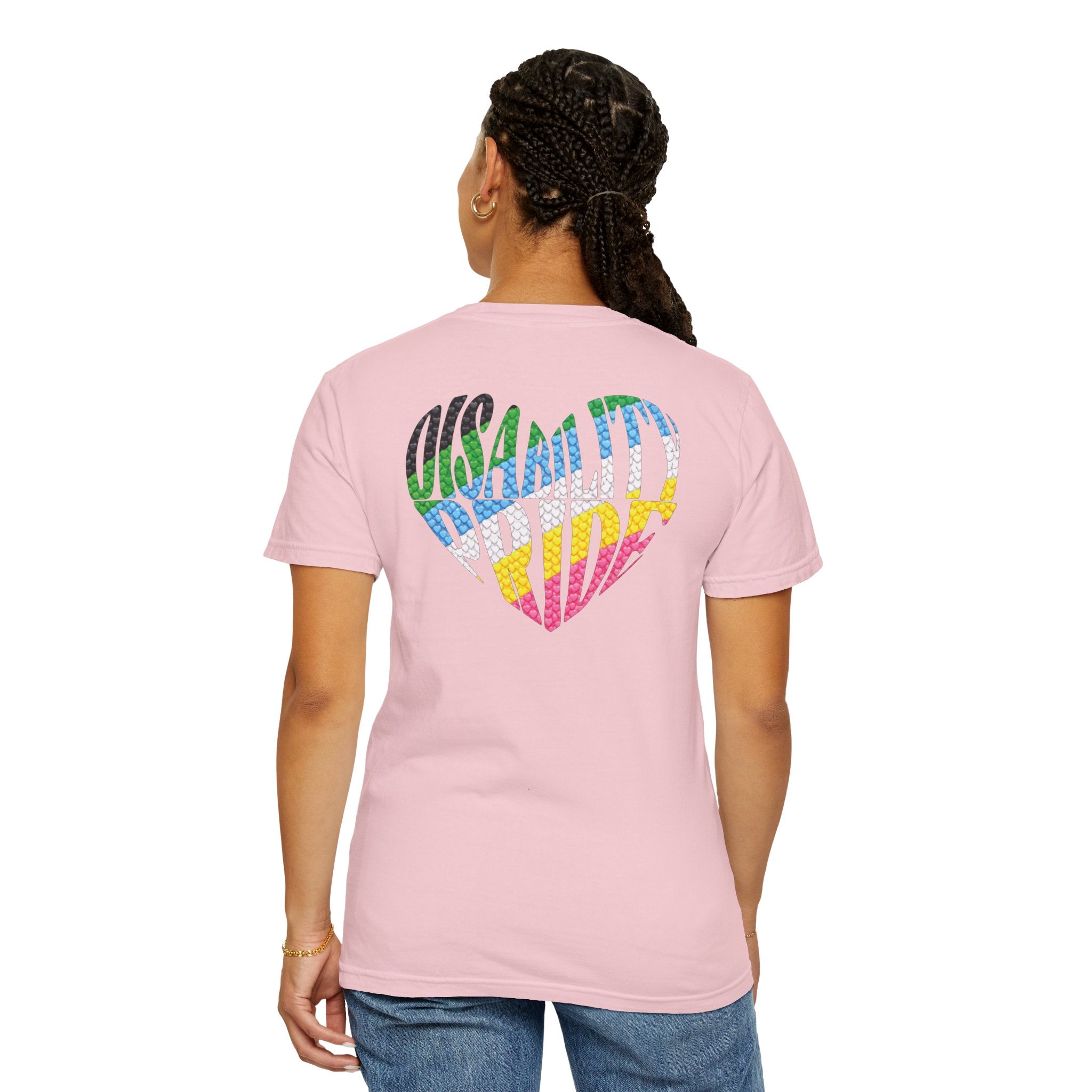 Disability Pride Heart T-Shirt | Rainbow Striped Heart Tee