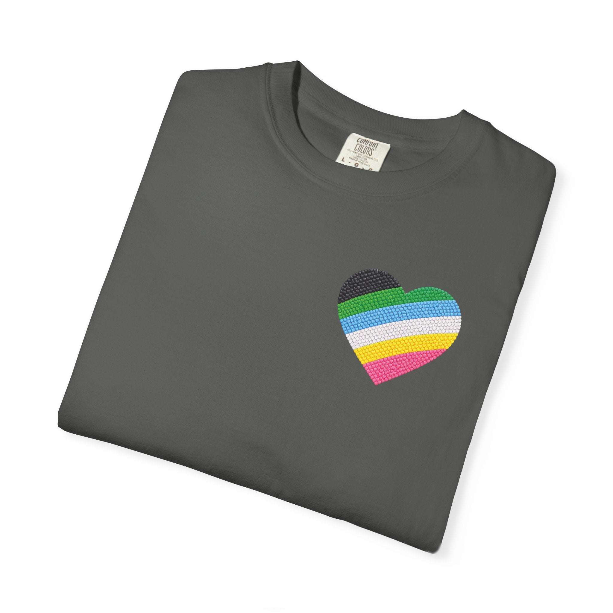 Disability Pride Heart T-Shirt | Rainbow Striped Heart Tee