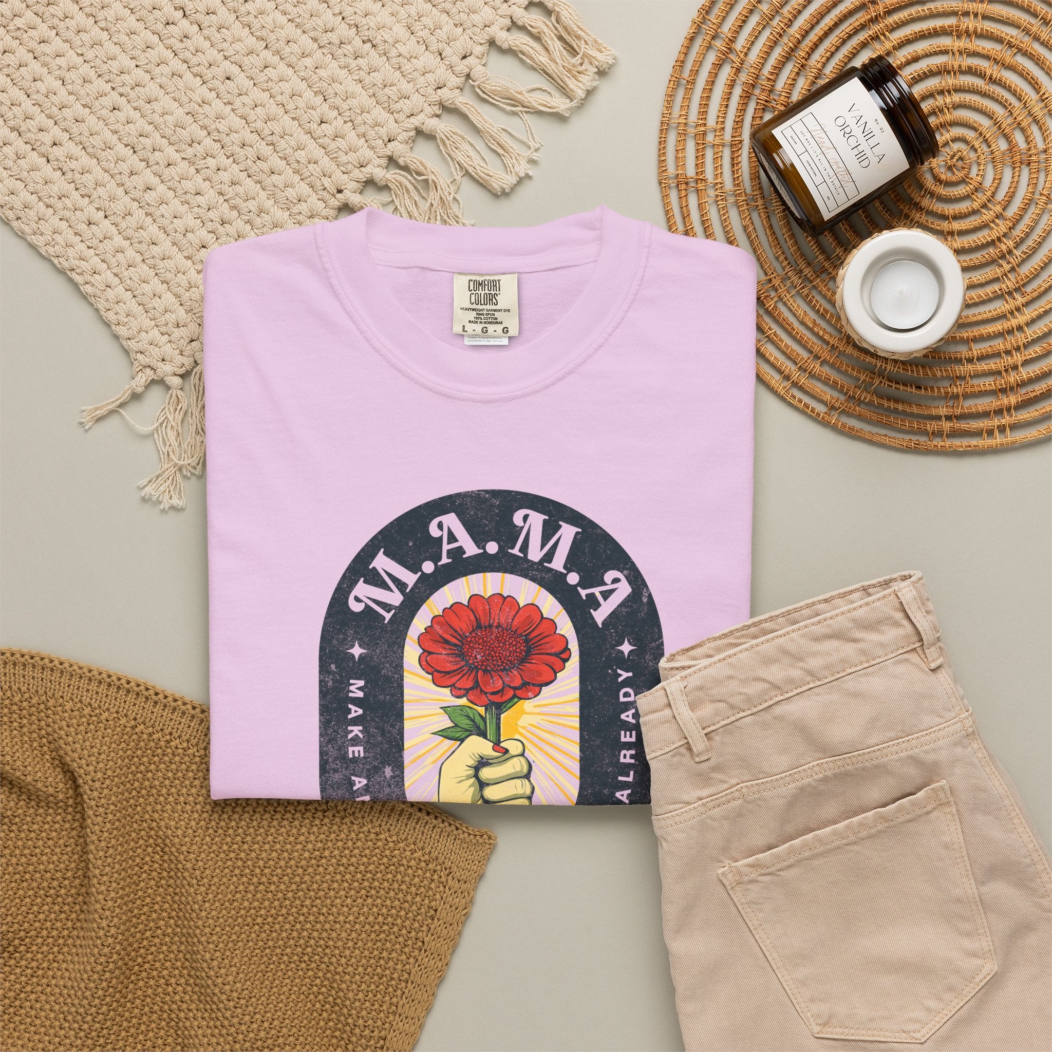 Mama Make America Matriarchal Already Flower T-Shirt — Vintage Rose Hand Graphic Tee