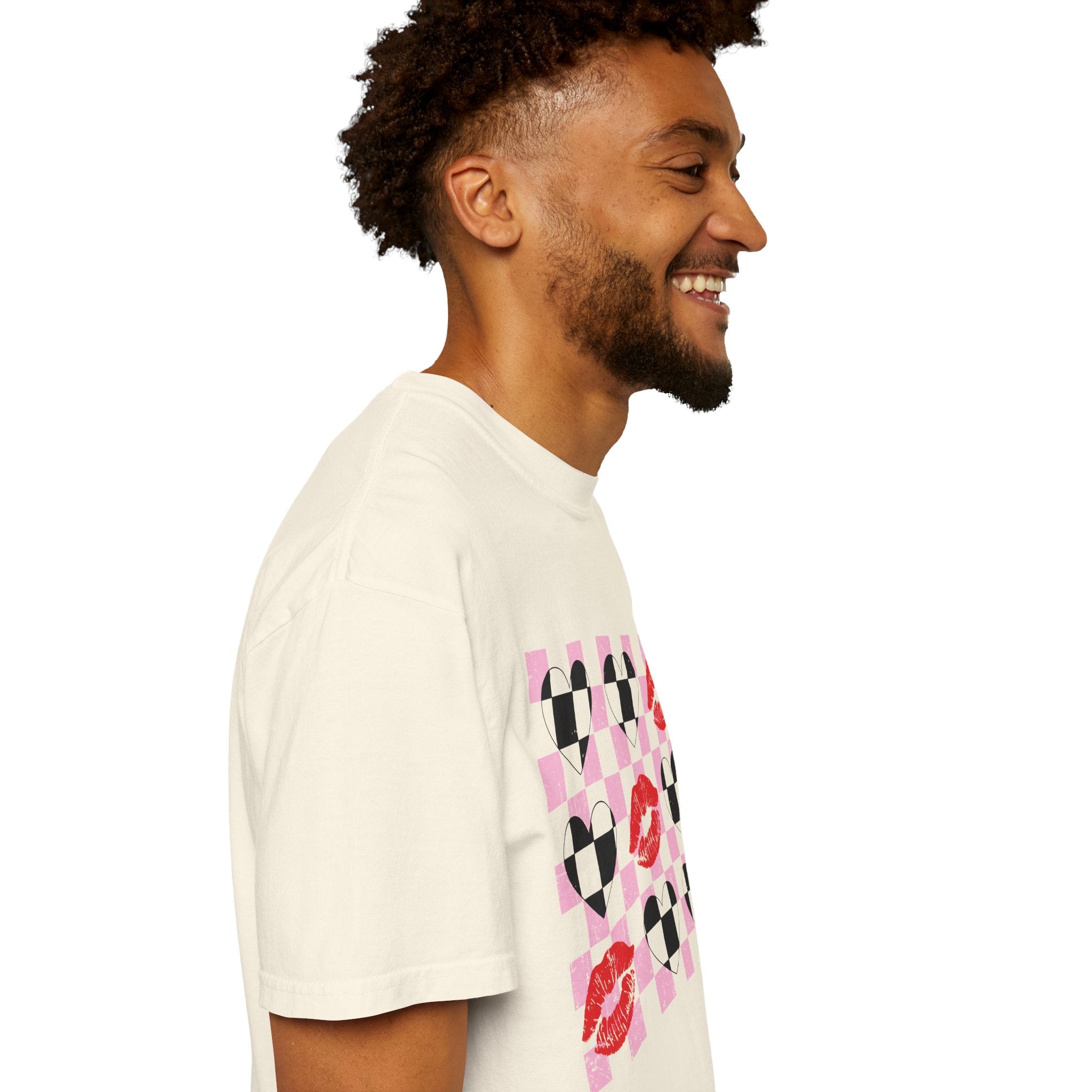 Tic-Tac-Toe Checkerboard Hearts and Valentine Lipstick Kisses T-Shirt
