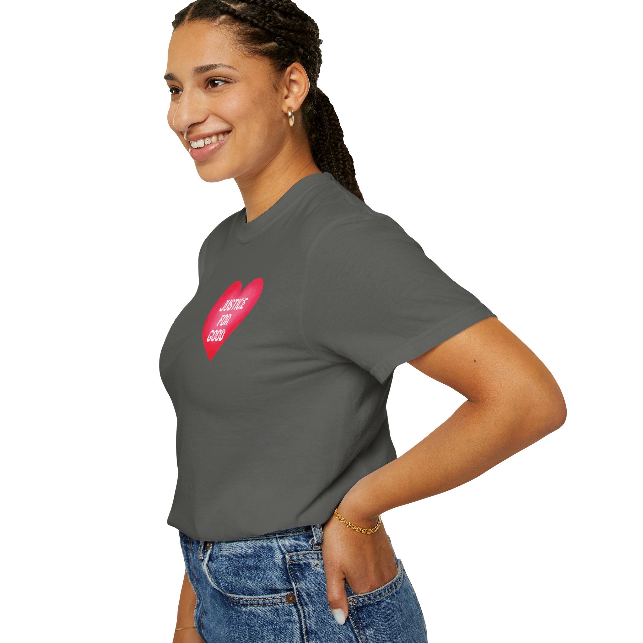 Justice For Good heart graphic T-shirt | Activist Shirt