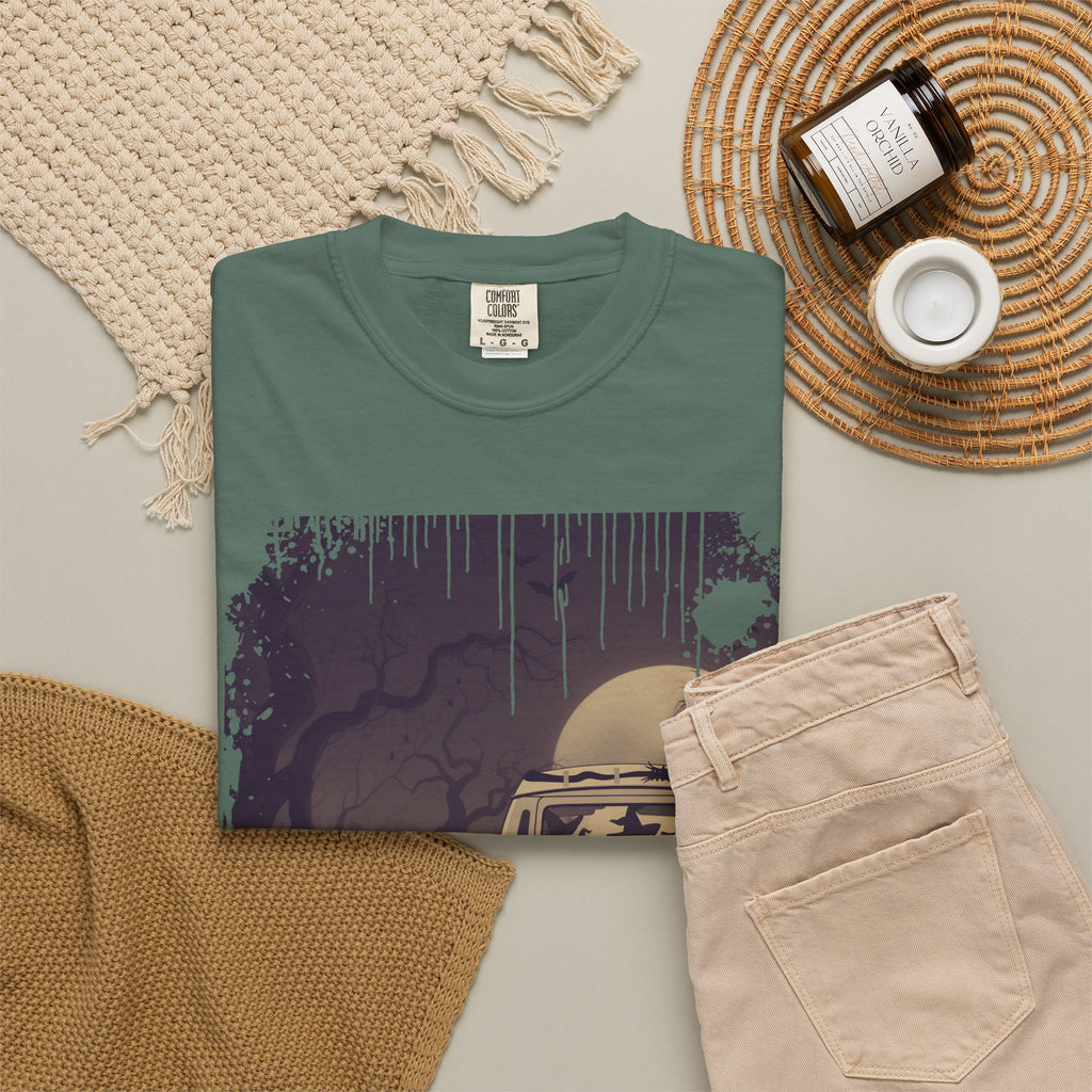 Spooky Retro Camper Van Graphic Tee — Halloween Witch Tshirt