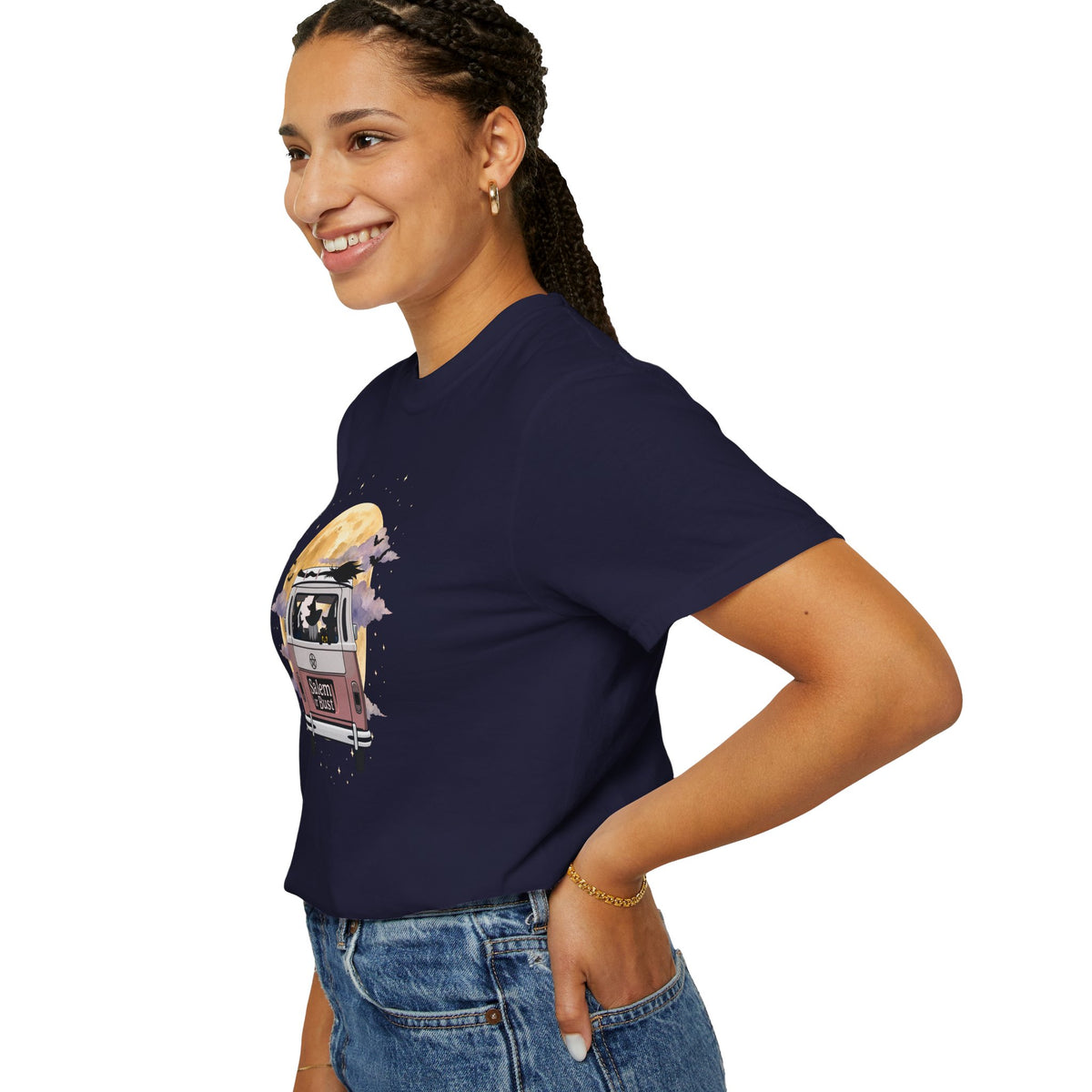 Witchy Halloween Vibes Tshirt | Hippie Bus Driving to the Full Moon Top