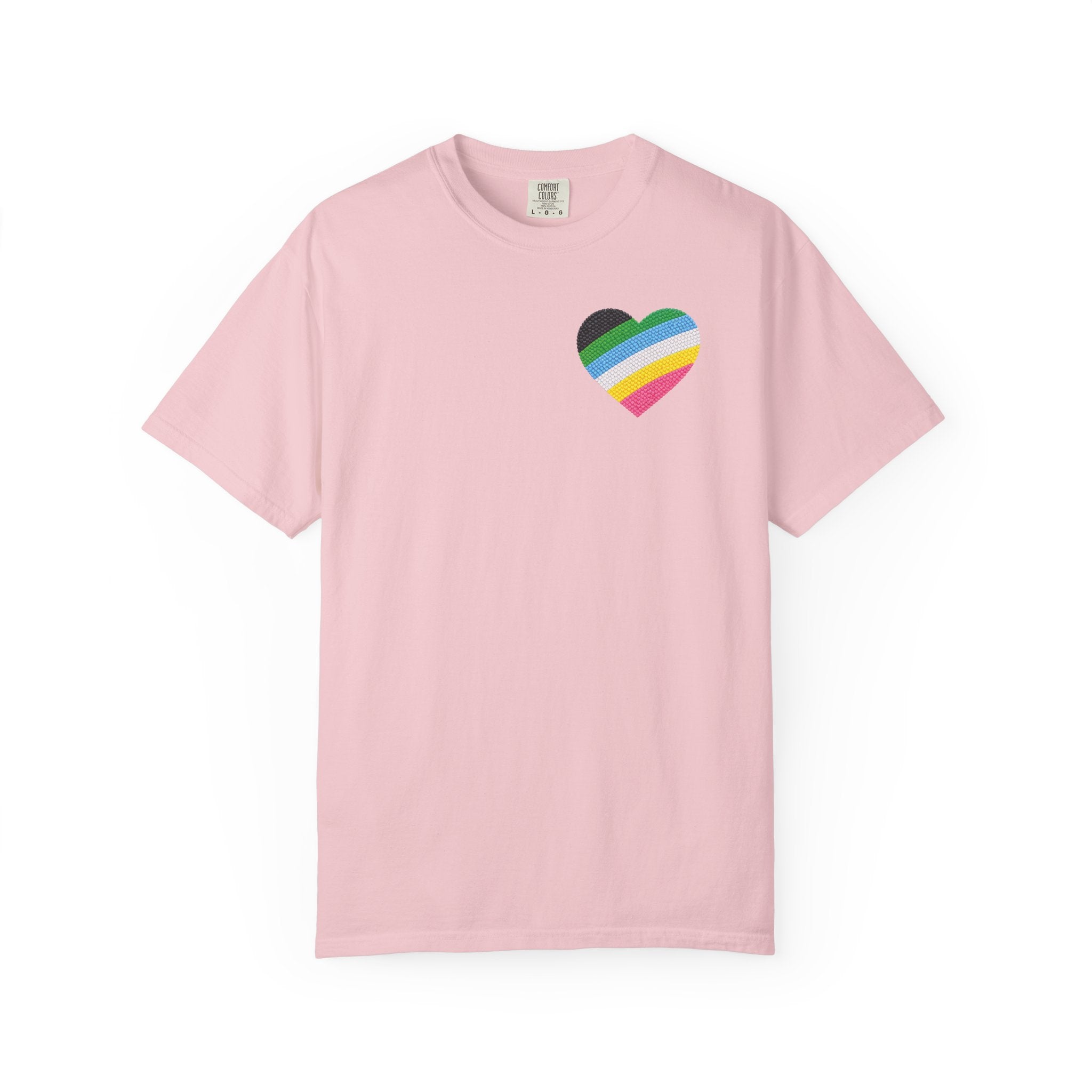 Disability Pride Heart T-Shirt | Rainbow Striped Heart Tee