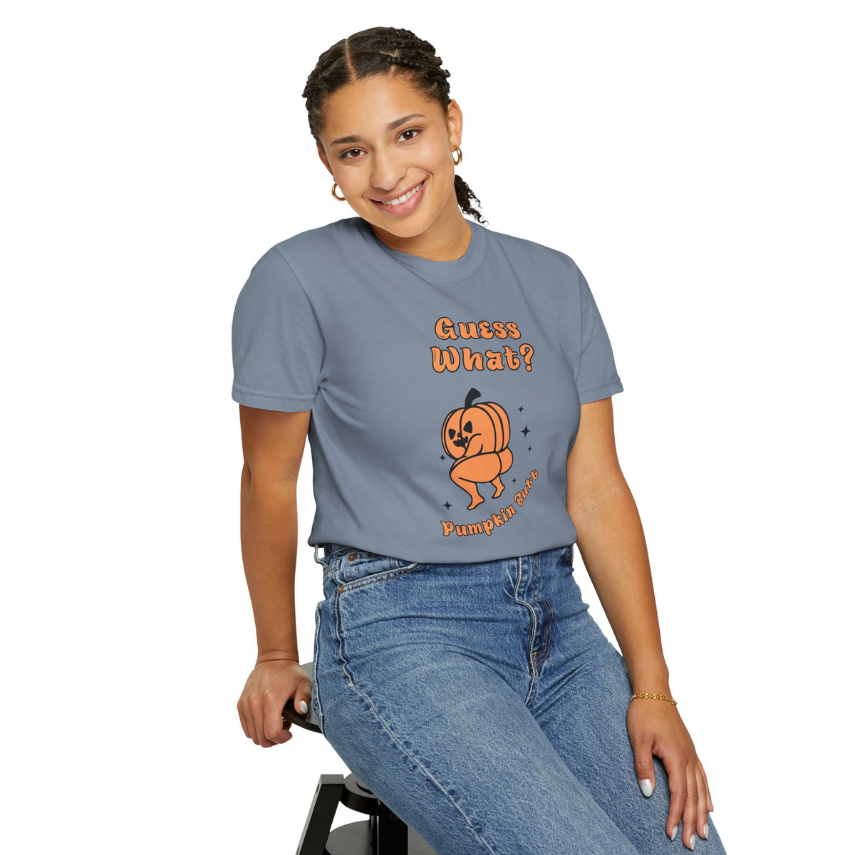 Halloween Pumpkin Shirt - "Guesss What? Pumpkin Butt" Cute Retro Graphic Tee