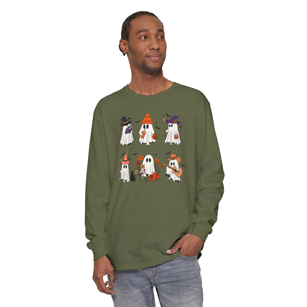 Halloween Ghost Cats Long Sleeve Tshirt | Fun Holiday original design Long Sleeve