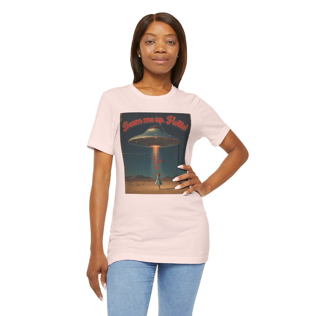 Beam Me Up, Hottie Valentine Tshirt | Star Trek pun for fun Valentine's gift | Sci-fi star crossed lovers top | Abducted by Love Shirt