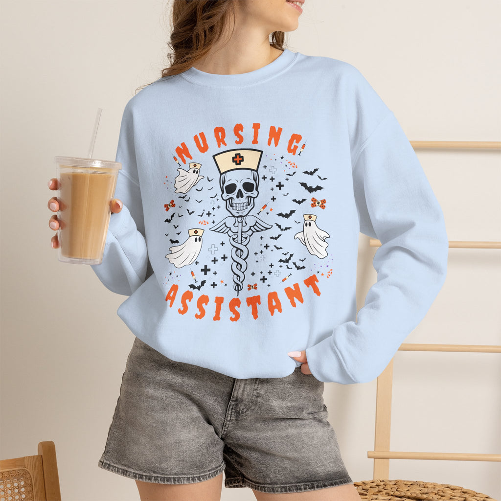 Nursing Assistant Skull Crewneck Sweatshirt — Halloween Nurse Gift