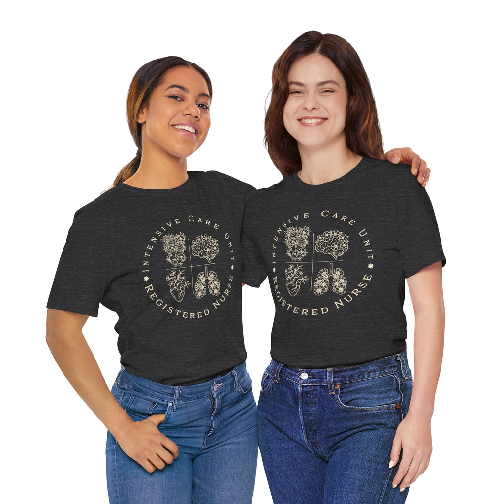 Intensive Care Unit Registered Nurse Tee | Floral Anatomy Illustration