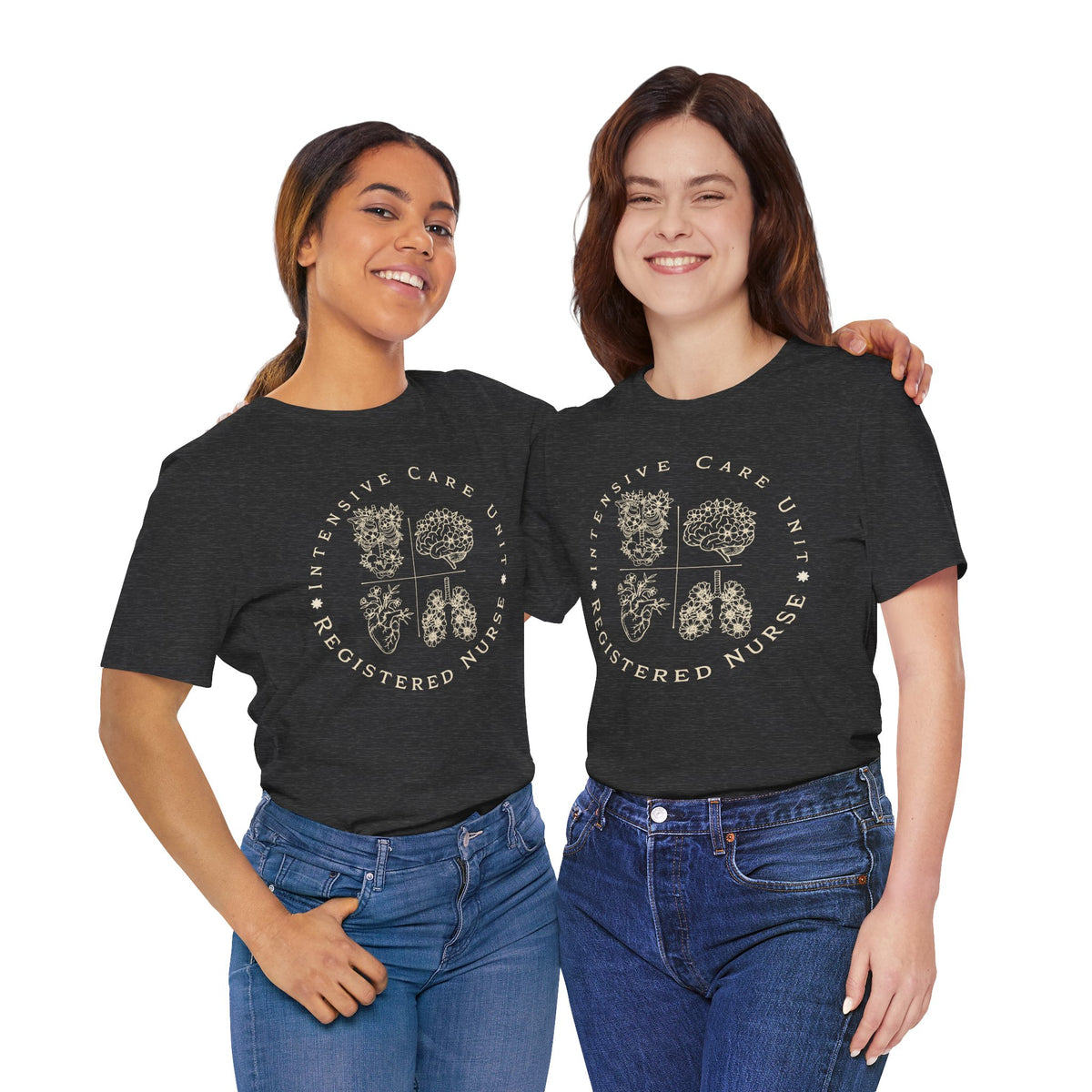 Intensive Care Unit Registered Nurse Tee | Floral Anatomy Illustration