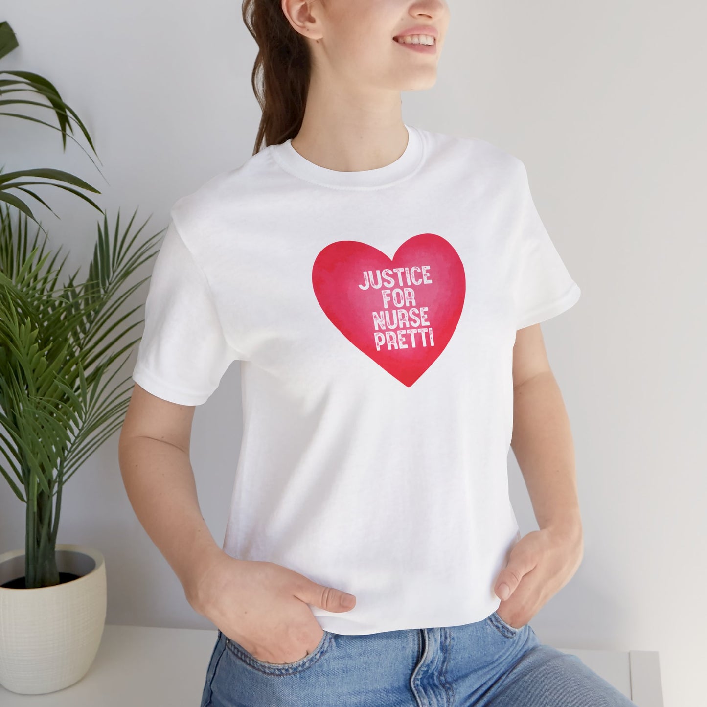 Justice For Nurse Pretti T-Shirt | Heart Graphic, Nurse Advocacy Tee