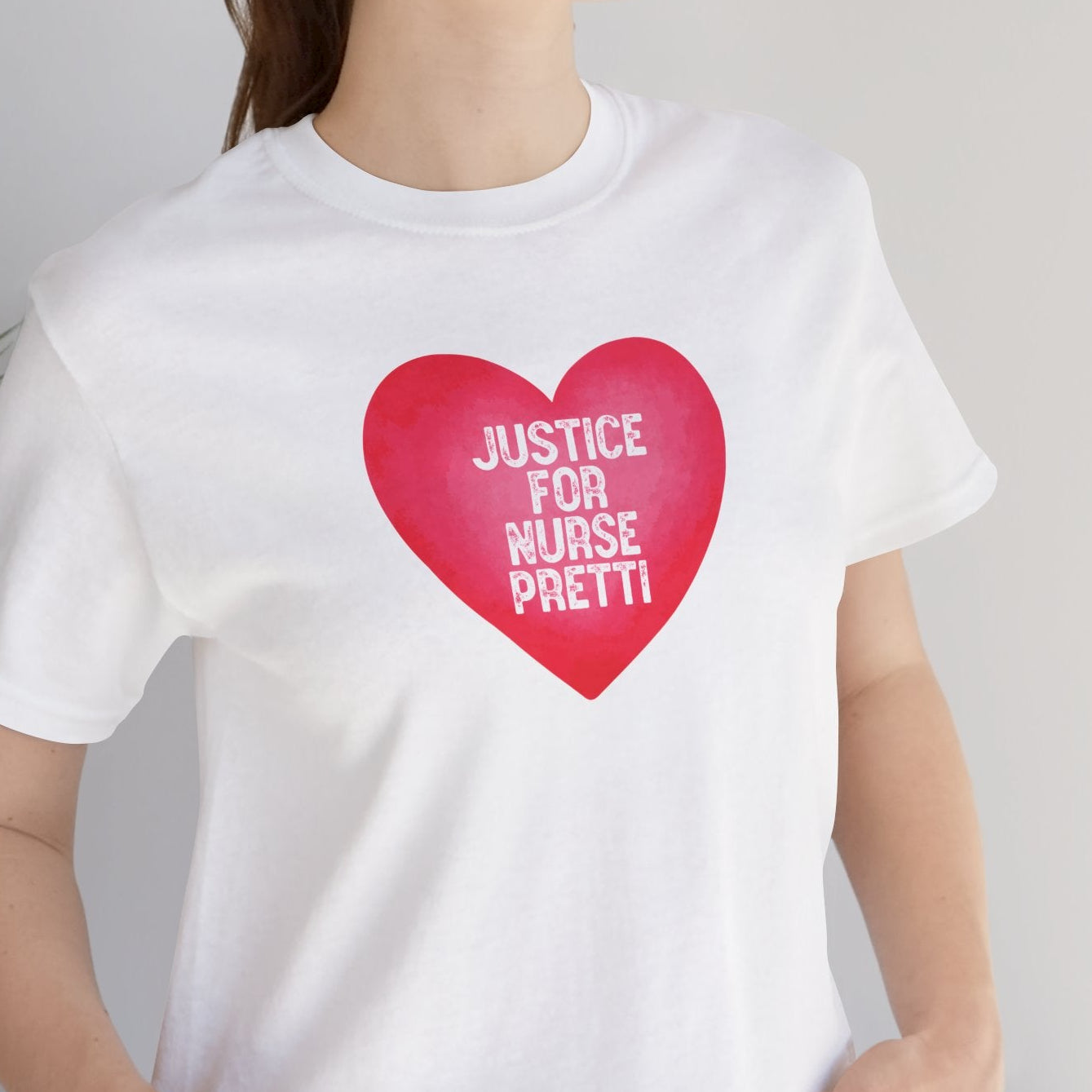 Justice For Nurse Pretti T-Shirt | Heart Graphic, Nurse Advocacy Tee