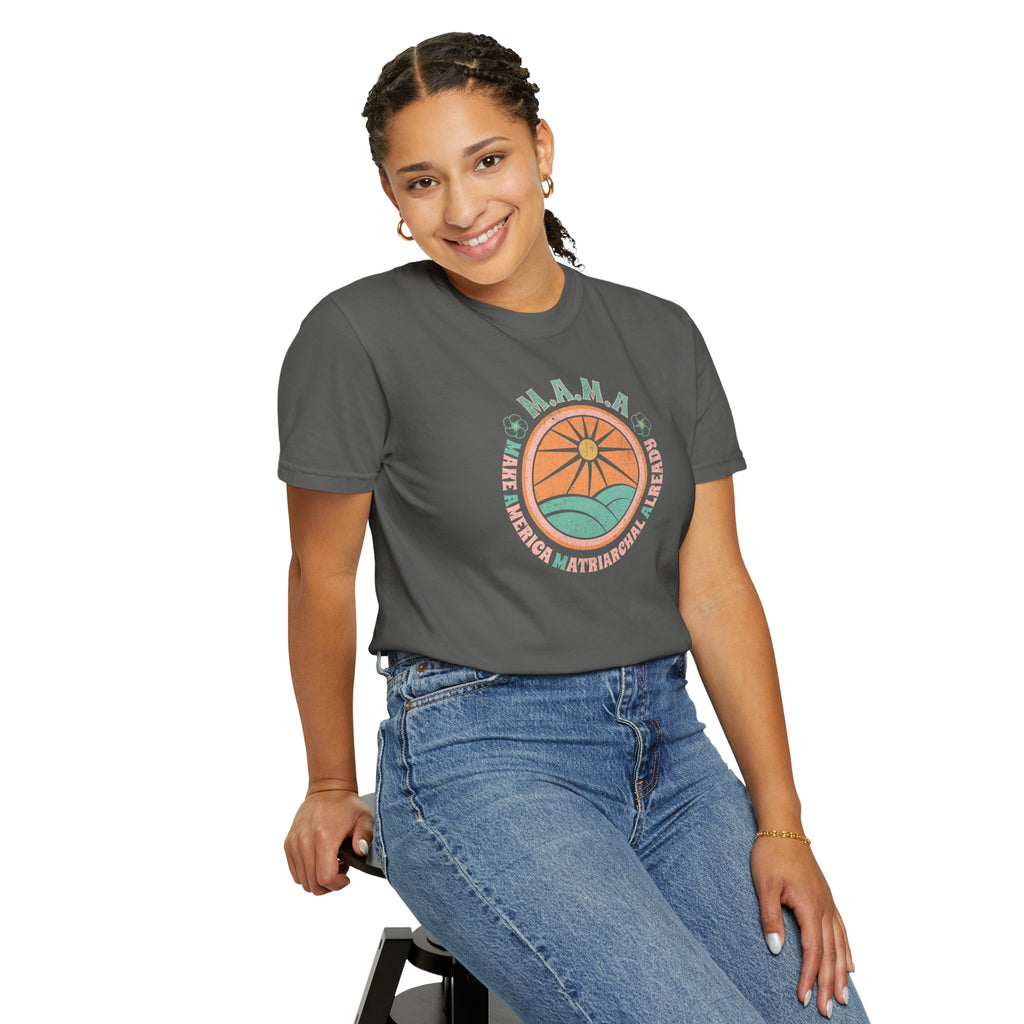 M.A.M.A 'Make America Matriarchal Already' T-Shirt — Retro Sun & Waves Feminist Tee