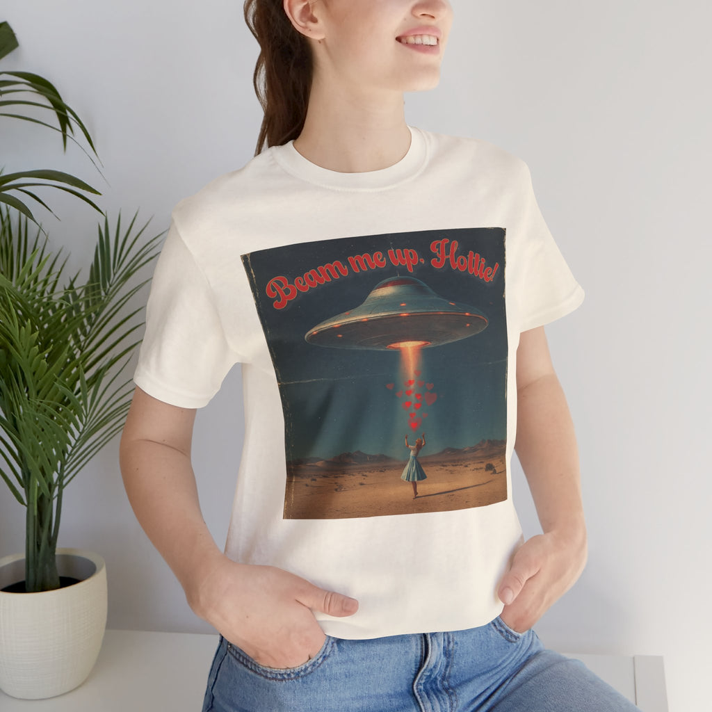 Beam Me Up, Hottie Valentine Tshirt | Star Trek pun for fun Valentine's gift | Sci-fi star crossed lovers top | Abducted by Love Shirt