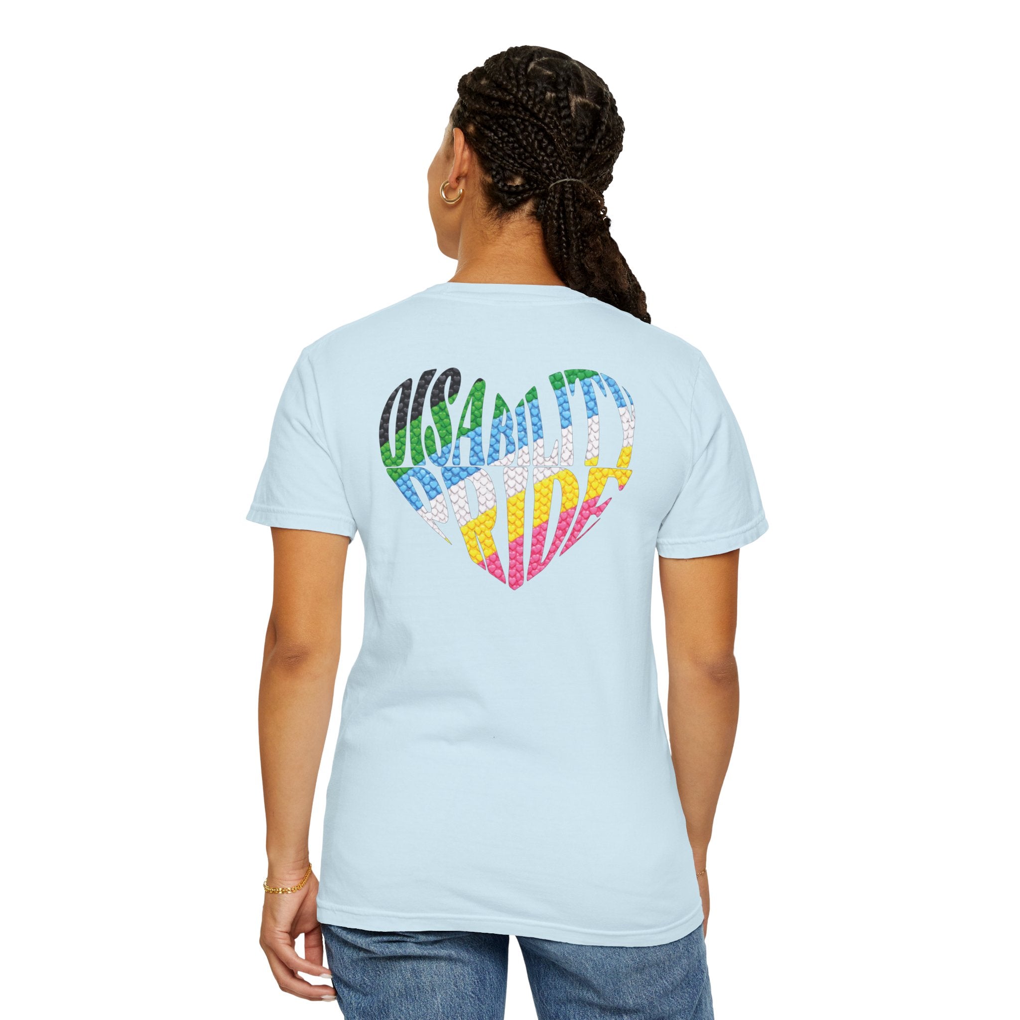 Disability Pride Heart T-Shirt | Rainbow Striped Heart Tee