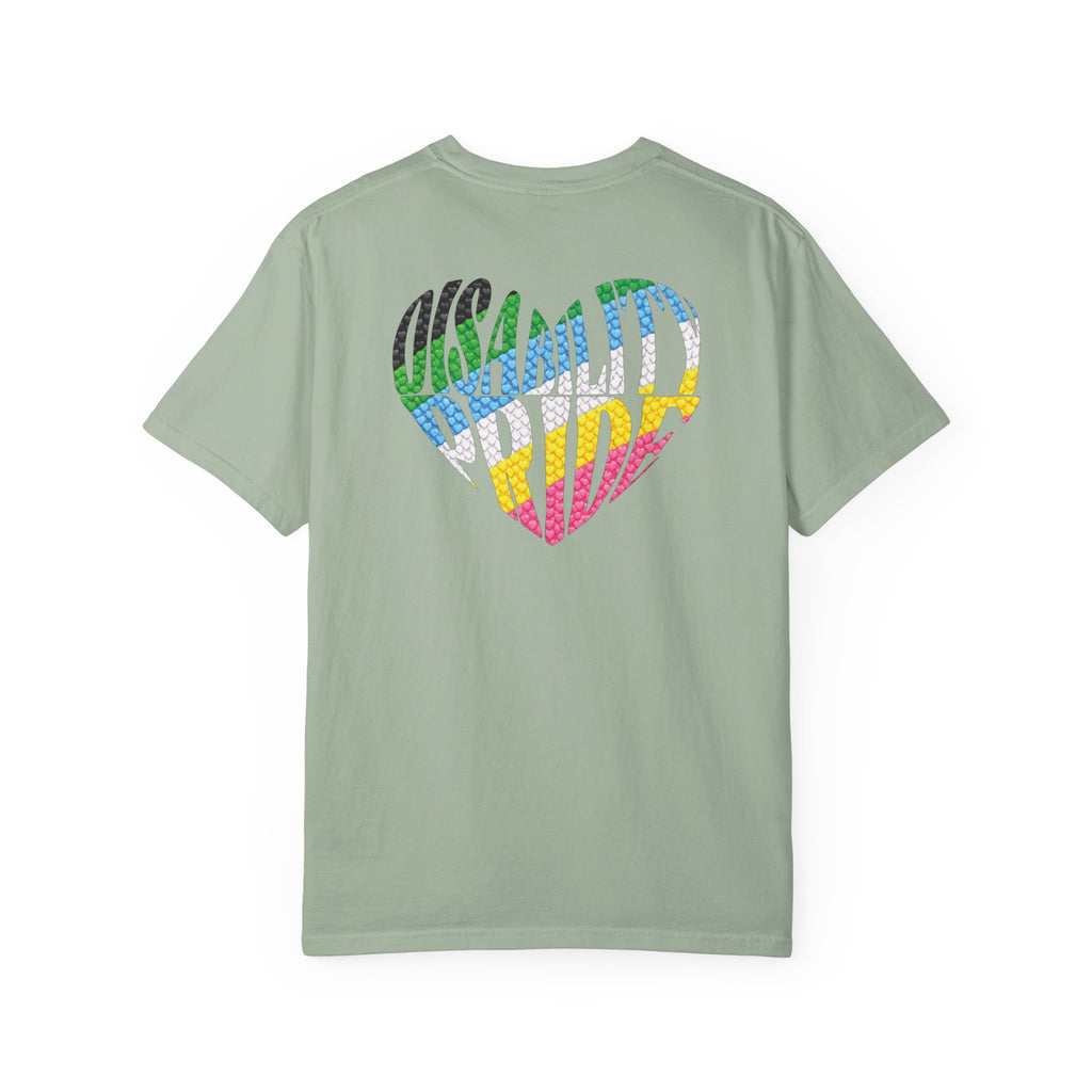 Disability Pride Heart T-Shirt | Rainbow Striped Heart Tee