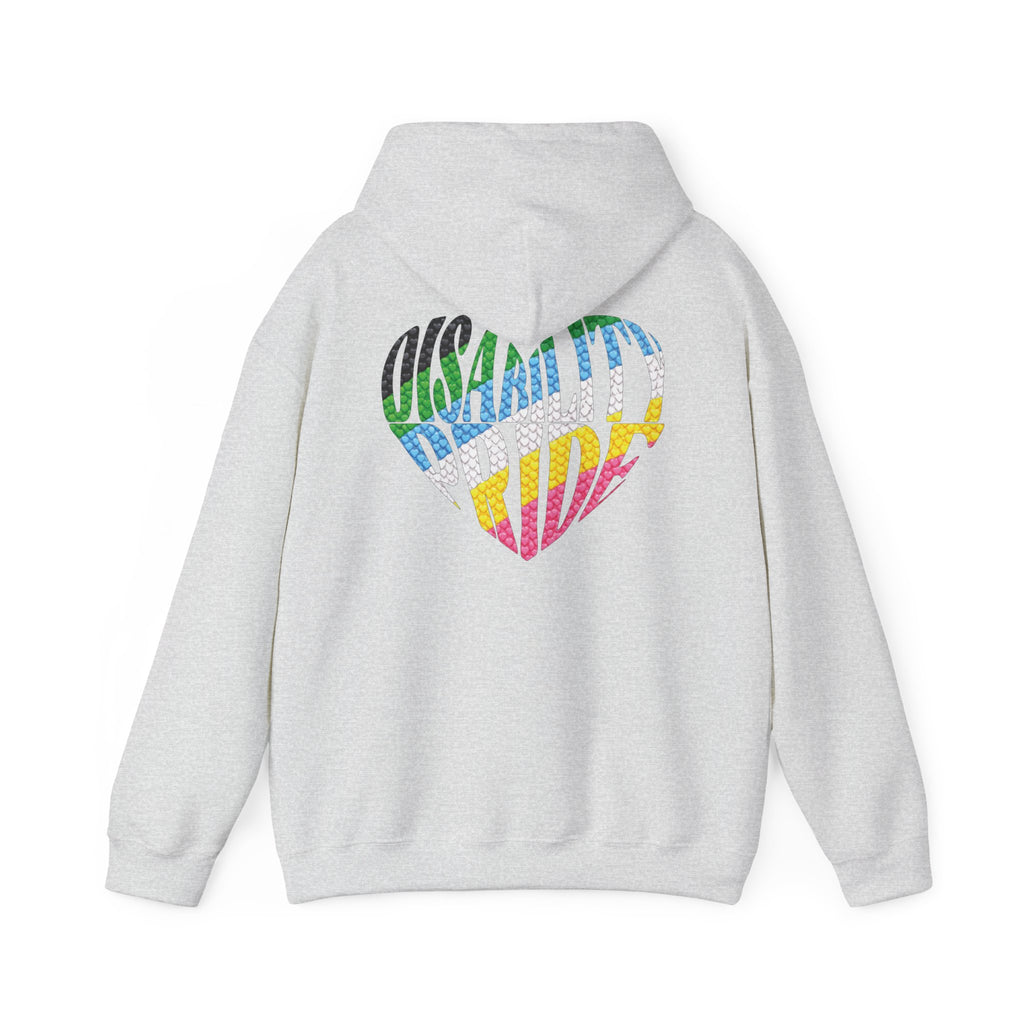 Disability Pride Heart Hoodie | Rainbow Striped Heart Pullover